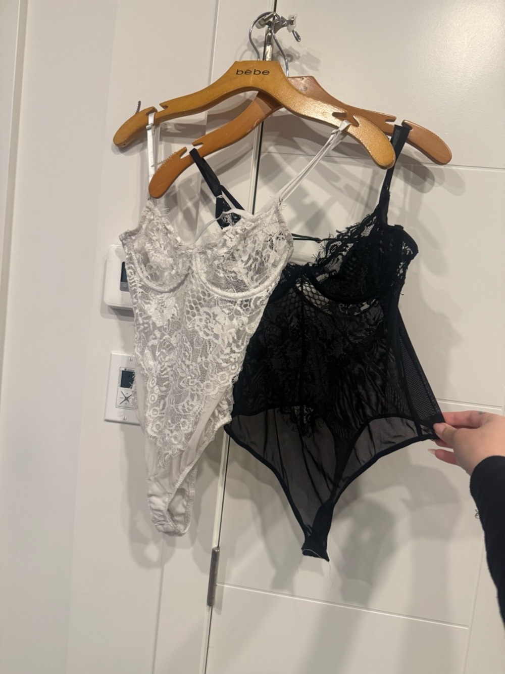MESHKI Lace Bodysuit Duo - White & Black